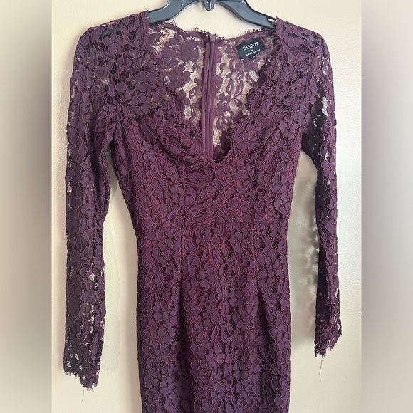 Bardot Plum Lace Fitted Dress- Size XS - Picture 2 of 7
